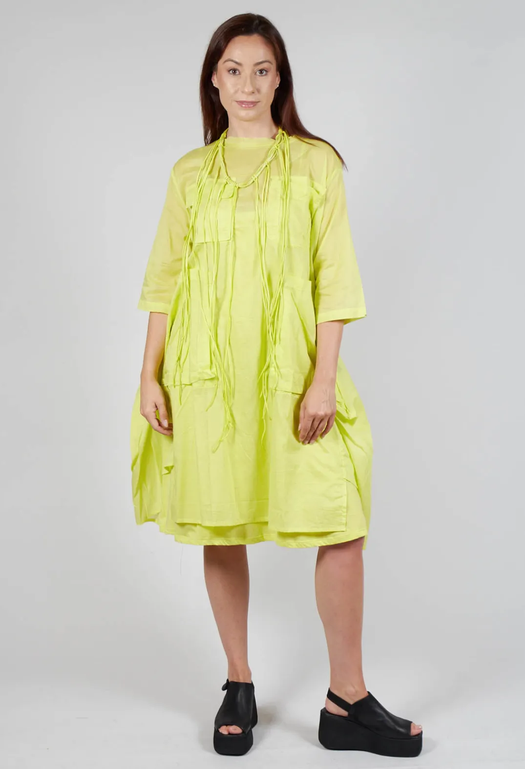 Bread and Butter Dresses^Sheer Smock Dress in Lime