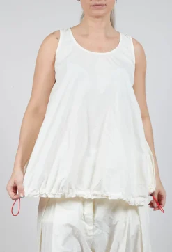 Rundholz Dip Tops^Sheer Vest Top with Adjustable Pull Toggles in Greige