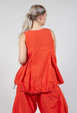 Rundholz Dip Tops^Sheer Vest Top with Adjustable Pull Toggles in Mandarine