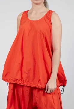 Rundholz Dip Tops^Sheer Vest Top with Adjustable Pull Toggles in Mandarine