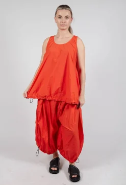 Rundholz Dip Tops^Sheer Vest Top with Adjustable Pull Toggles in Mandarine