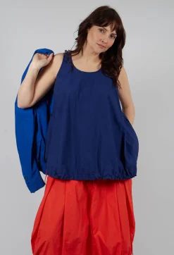 Rundholz Dip Tops^Sheer Vest Top with Adjustable Pull Toggles in Ocean