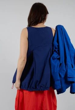 Rundholz Dip Tops^Sheer Vest Top with Adjustable Pull Toggles in Ocean