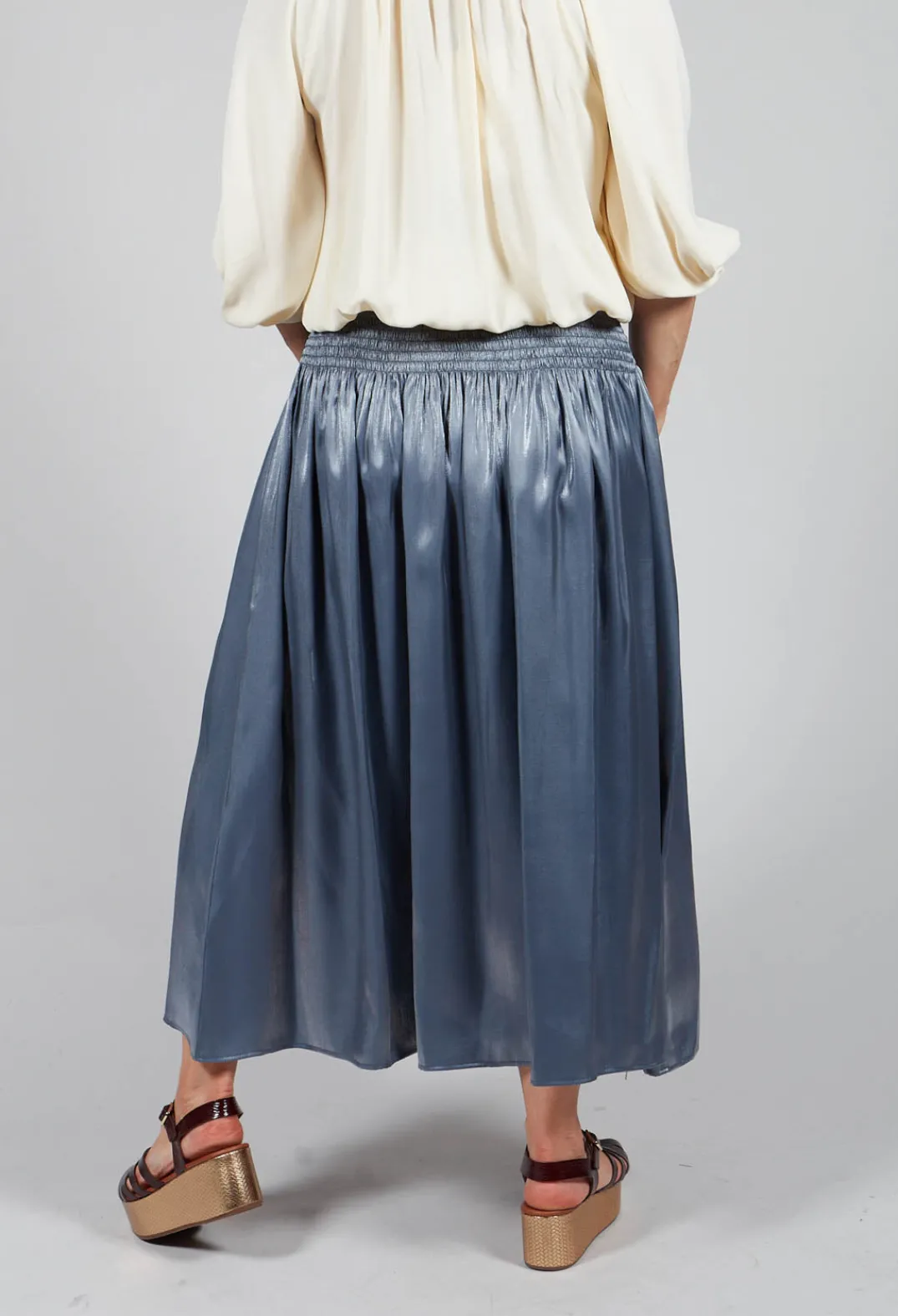 Sfizio Skirts^Shirred Waistband Skirt in Blue