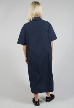 SOH Dresses^Shirt Dress in Navy Stripe