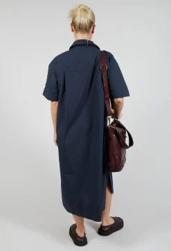 SOH Dresses^Shirt Dress in Navy Stripe