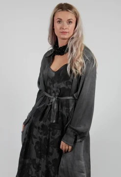 Sanctamuerte Dresses^Shirt Dress in Raso di Viscosa Grey Storm