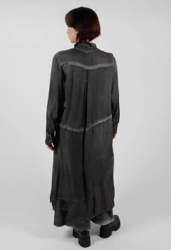 Sanctamuerte Dresses^Shirt Dress in Raso di Viscosa Grey Storm