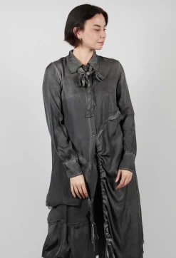 Sanctamuerte Dresses^Shirt Dress in Raso di Viscosa Grey Storm