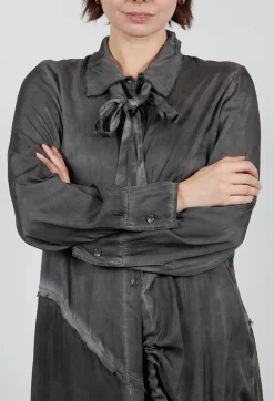 Sanctamuerte Dresses^Shirt Dress in Raso di Viscosa Grey Storm