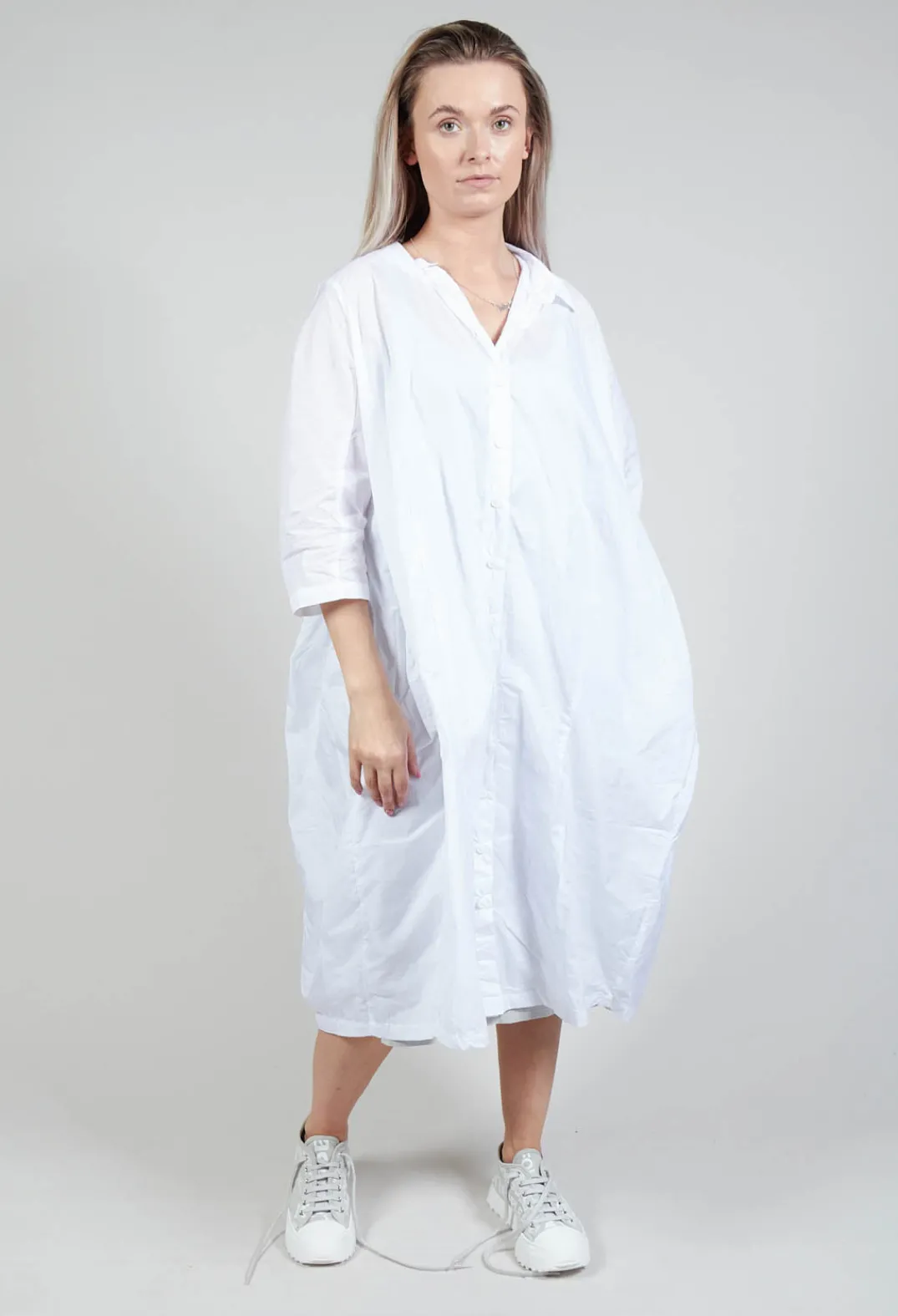 Rundholz Black Label Dresses^Shirt Dress with Cropped Sleeves in White