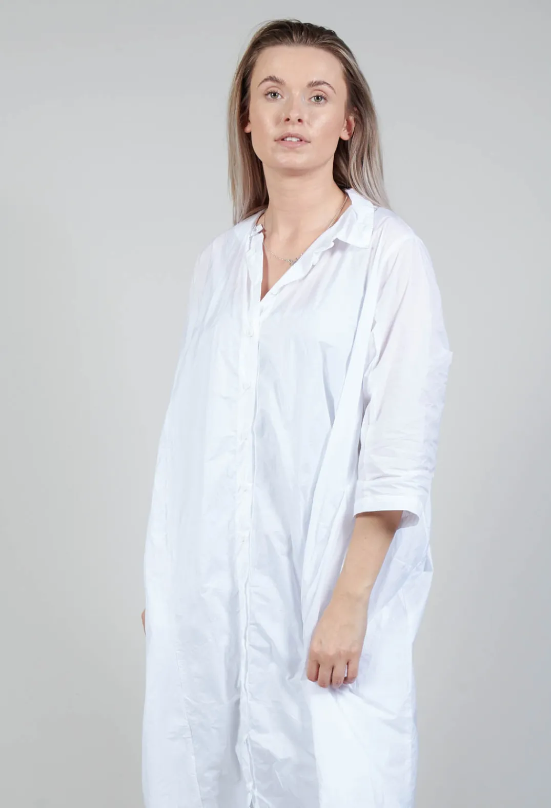 Rundholz Black Label Dresses^Shirt Dress with Cropped Sleeves in White