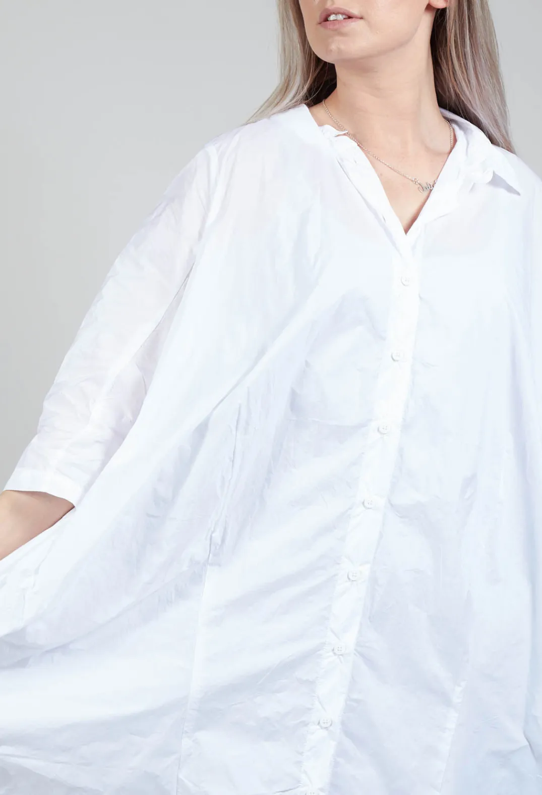 Rundholz Black Label Dresses^Shirt Dress with Cropped Sleeves in White