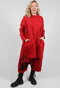 Moyuru Tops^Shirt Dress with Stand Collar in Red