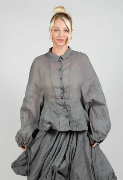 Rundholz Dip Shirts & Blouses^Shirt with Cuff Pull Toggles in Pencil Cloud Stiff