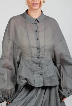 Rundholz Dip Shirts & Blouses^Shirt with Cuff Pull Toggles in Pencil Cloud Stiff