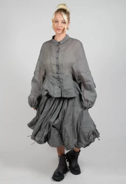 Rundholz Dip Shirts & Blouses^Shirt with Cuff Pull Toggles in Pencil Cloud Stiff