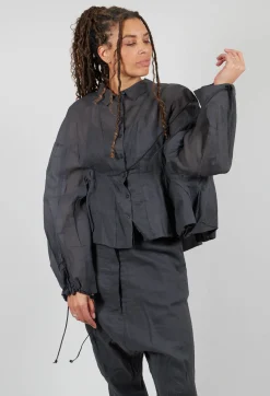 Rundholz Dip Shirts & Blouses^Shirt with Cuff Pull Toggles in Coal Cloud Stiff