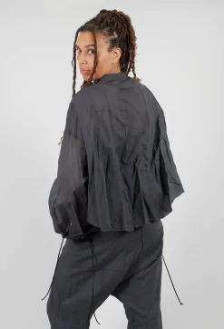 Rundholz Dip Shirts & Blouses^Shirt with Cuff Pull Toggles in Coal Cloud Stiff