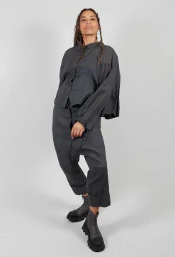 Rundholz Dip Shirts & Blouses^Shirt with Cuff Pull Toggles in Coal Cloud Stiff