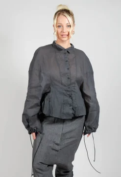 Rundholz Dip Shirts & Blouses^Shirt with Cuff Pull Toggles in Coal Cloud Stiff