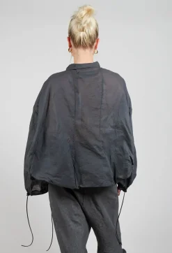Rundholz Dip Shirts & Blouses^Shirt with Cuff Pull Toggles in Coal Cloud Stiff