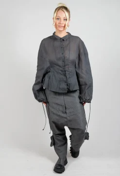 Rundholz Dip Shirts & Blouses^Shirt with Cuff Pull Toggles in Coal Cloud Stiff