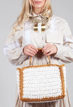 Beatrice B Skirts^Shirt with Lace Inserts in Dune
