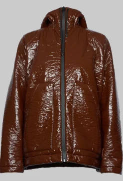 Collectors Club Jackets^Short A Line Jacket with Hood in Glossy Mahony