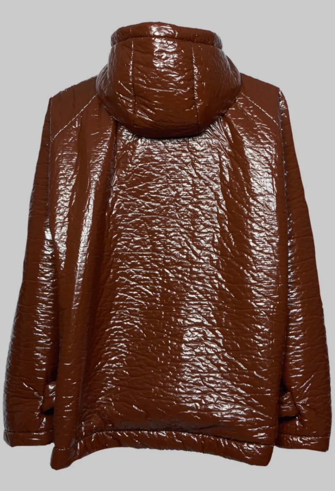 Collectors Club Jackets^Short A Line Jacket with Hood in Glossy Mahony