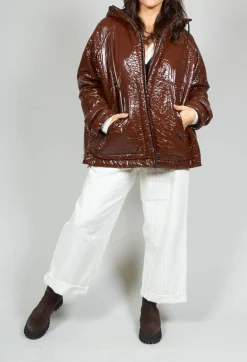 Collectors Club Jackets^Short A Line Jacket with Hood in Glossy Mahony
