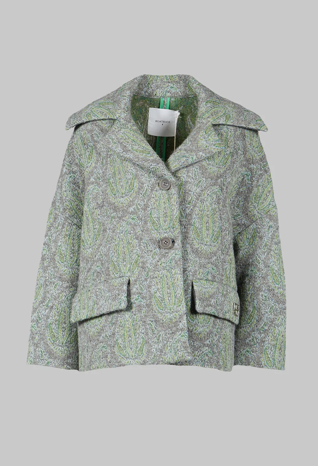 Beatrice B Coats^Short Coat with Large Collar in Grey
