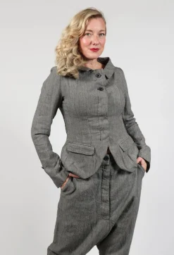 Rundholz Mainline Jackets^Short Open Neck Jacket in Latte check