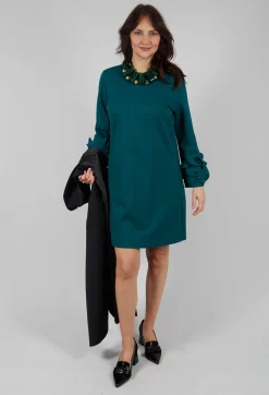 Mei Meij Dresses^Short Shift Dress with Embellished Sleeves in Ottanio