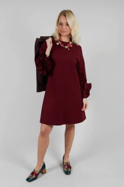 Mei Meij Dresses^Short Shift Dress with Embellished Sleeves in Rumba