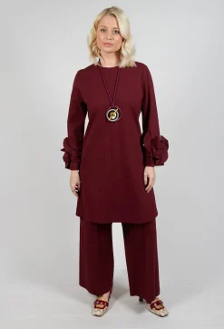 Mei Meij Dresses^Short Shift Dress with Embellished Sleeves in Rumba