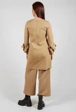 Mei Meij Dresses^Short Shift Dress with Embellished Sleeves in Camel