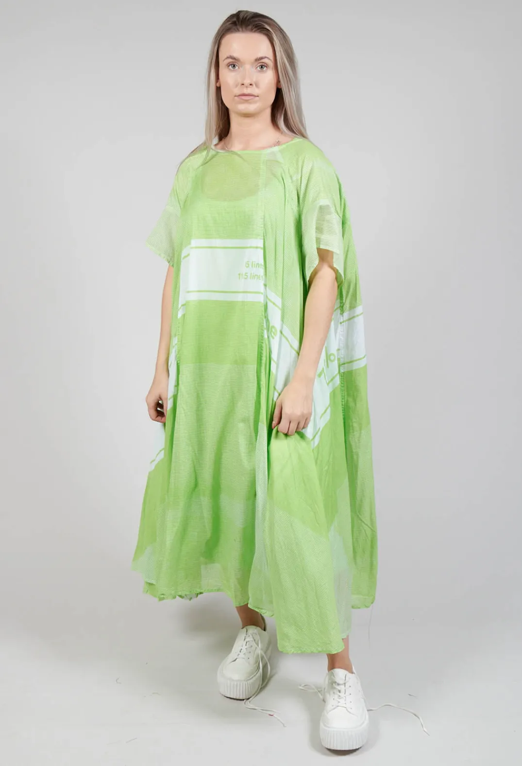 Rundholz Black Label Dresses^Short Sleeve Cotton Dress in Lime Print
