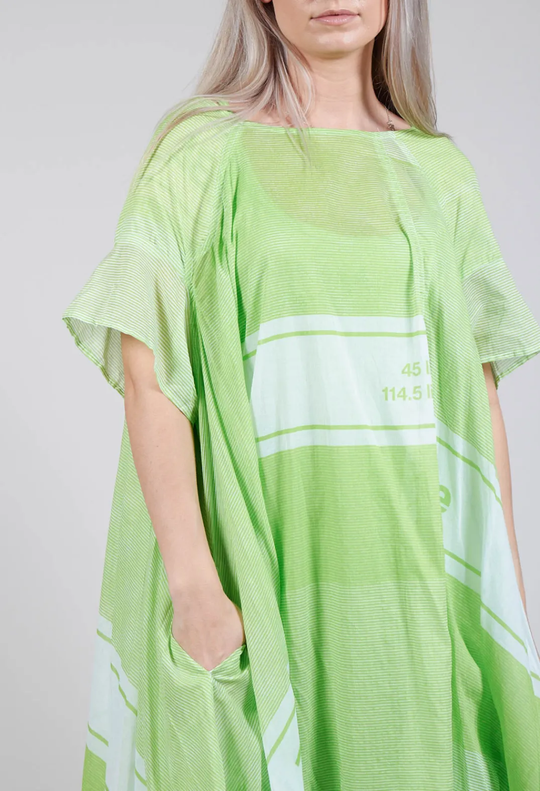Rundholz Black Label Dresses^Short Sleeve Cotton Dress in Lime Print