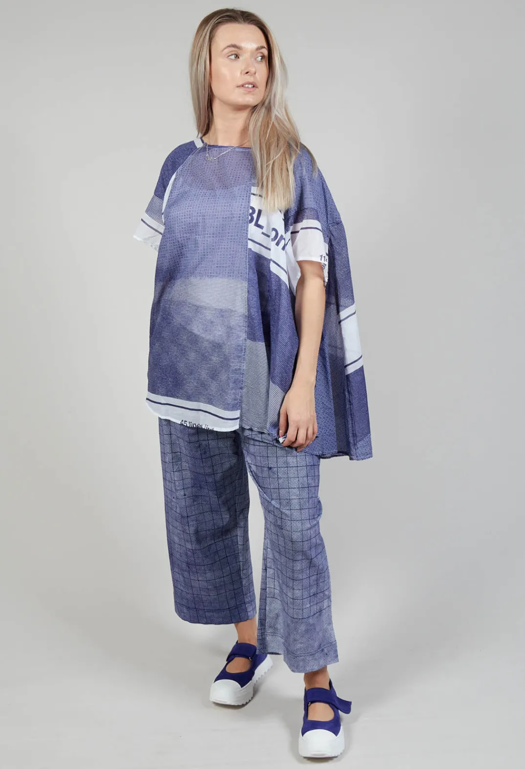 Rundholz Black Label Tops^Short Sleeve Cotton Top in Azur Print
