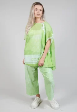 Rundholz Black Label Tops^Short Sleeve Cotton Top in Lime Print