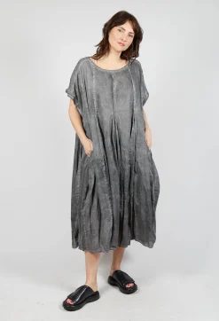 Rundholz Black Label Dresses^Short Sleeve Dress with Balloon Hem in Black Cloud