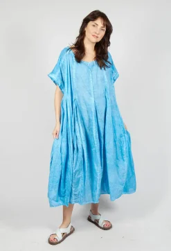 Rundholz Black Label Dresses^Short Sleeve Dress with Balloon Hem in Malibu Cloud