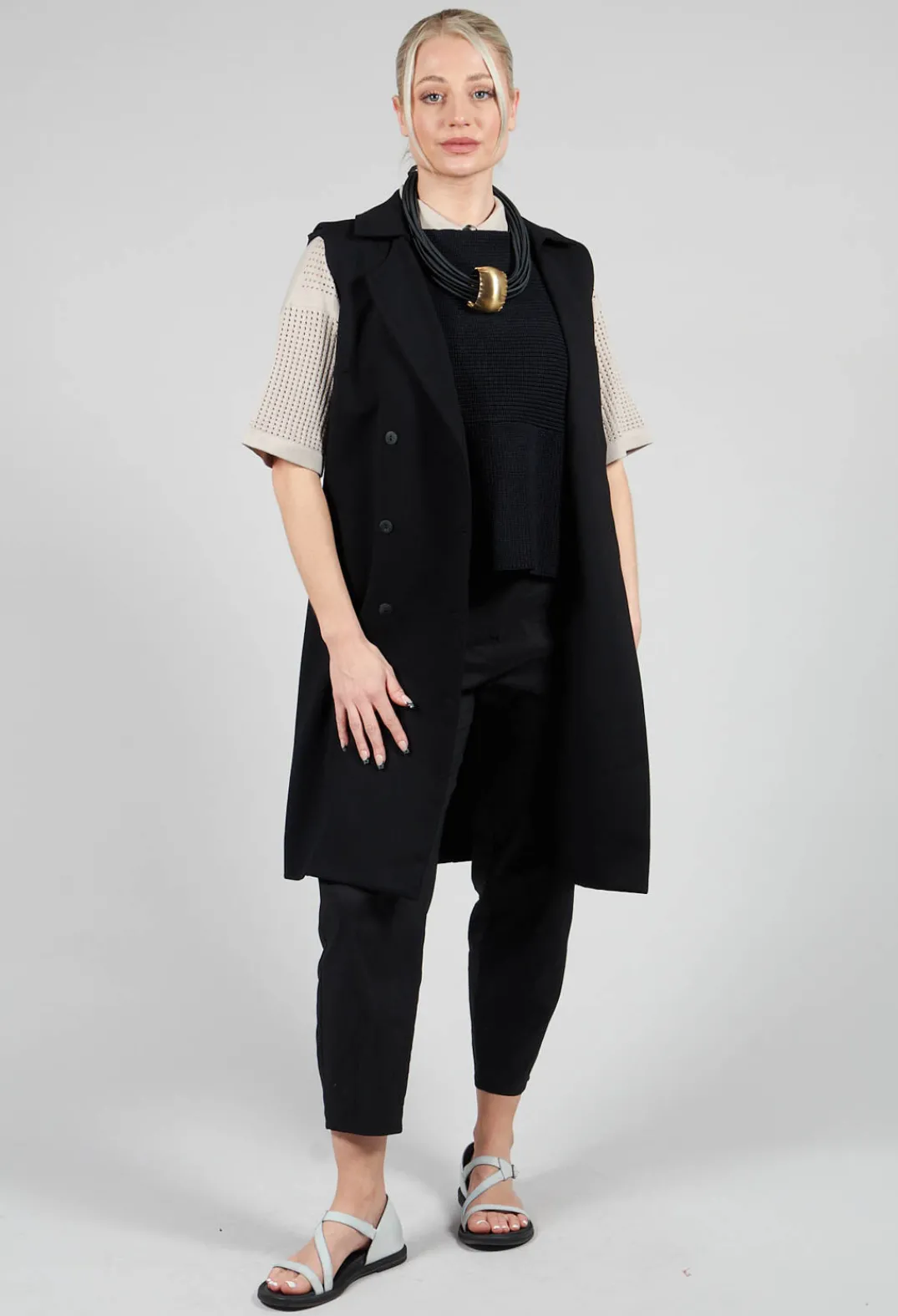 Sarah Pacini Tops^Short Sleeve Knitted Cardigan in Mastic