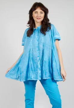 Rundholz Black Label Shirts & Blouses^Short Sleeve Tulip Shirt in Malibu Cloud