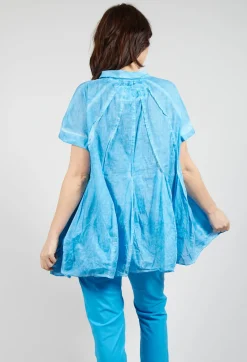 Rundholz Black Label Shirts & Blouses^Short Sleeve Tulip Shirt in Malibu Cloud