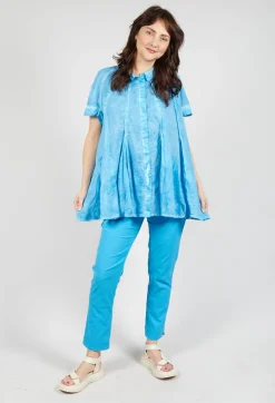 Rundholz Black Label Shirts & Blouses^Short Sleeve Tulip Shirt in Malibu Cloud