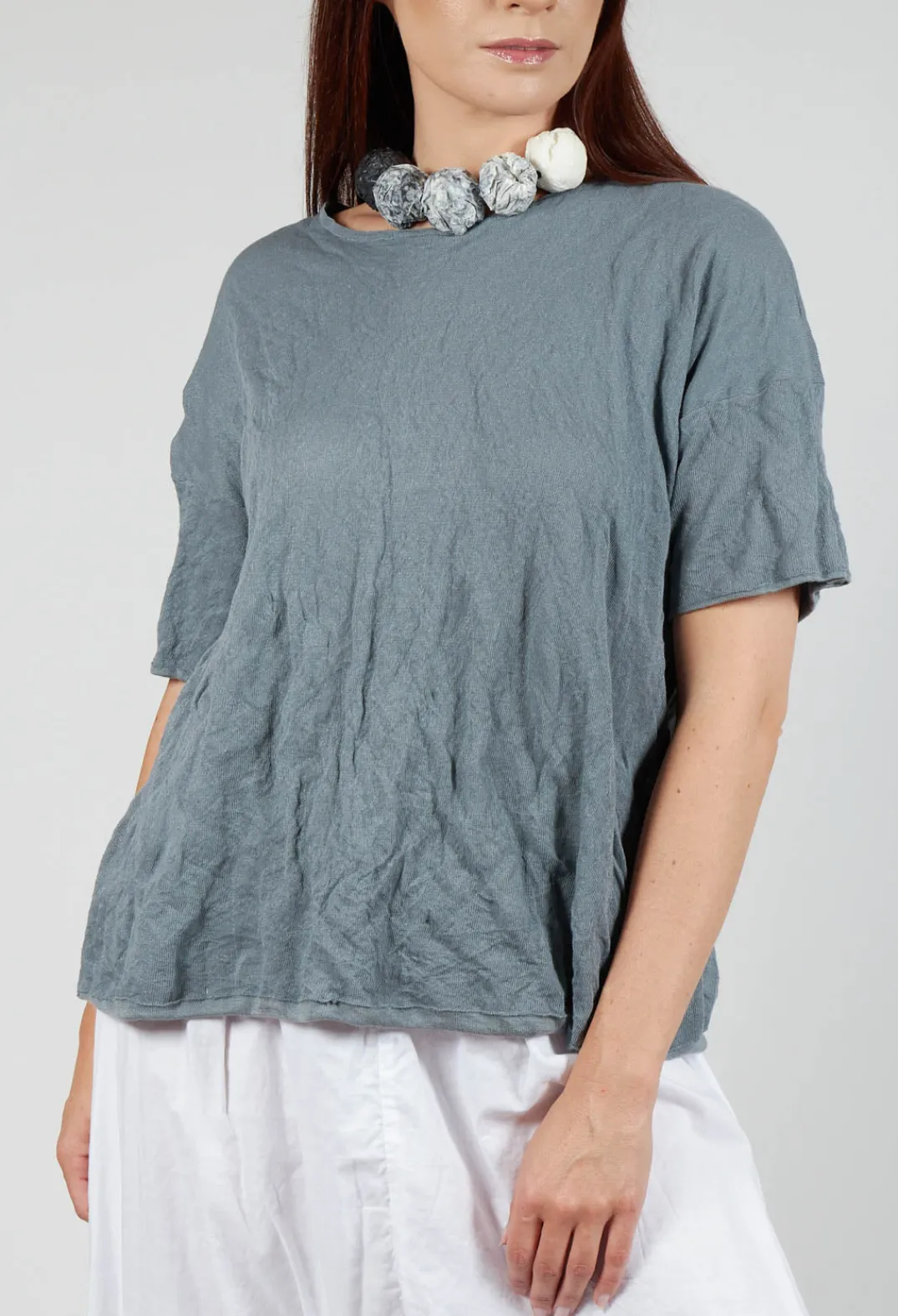 M J Watson Jumpers^Short Sleeved Jumper in Grey