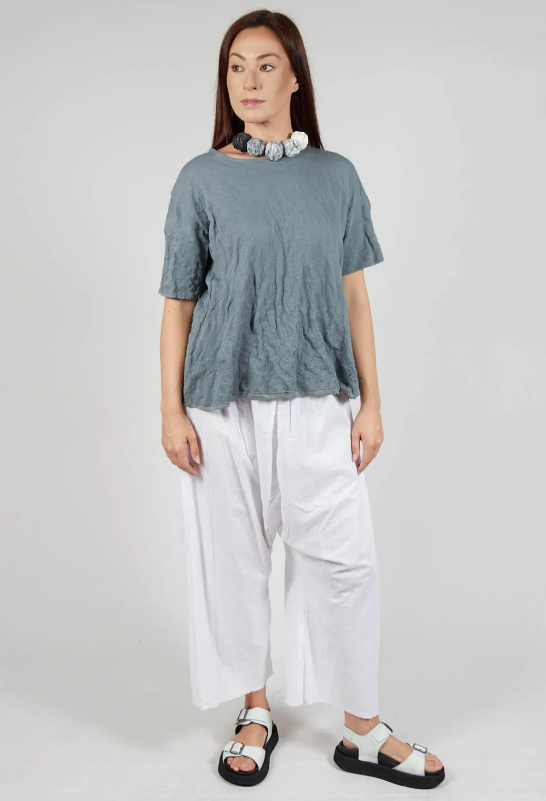 M J Watson Jumpers^Short Sleeved Jumper in Grey