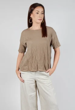 M J Watson Jumpers^Short Sleeved Jumper in Taupe